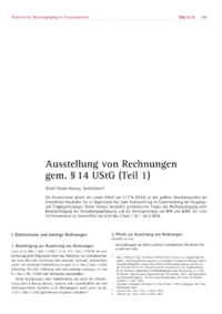 Dokument Ausstellung von Rechnungen gem. &sect; 14 UStG (Teil 1)