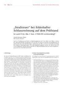 Dokument &bdquo;Strafsteuer&ldquo; bei fehlerhafter Schlussrechnung auf dem Pr&uuml;fstand