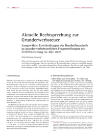 Dokument Aktuelle Rechtsprechung zur Grunderwerbsteuer