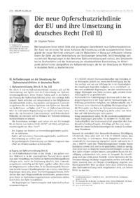 Dokument Die neue Opferschutzrichtlinie der EU und ihre Umsetzung in deutsches Recht (Teil II)