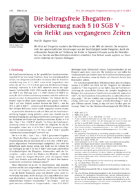 Dokument Die beitragsfreie Ehegattenversicherung nach &sect; 10 SGB V &ndash; ein Relikt aus vergangenen Zeiten