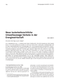 Dokument Neue lauterkeitsrechtliche Umweltaussage-Verbote in der Energiewirtschaft
