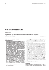 Dokument Versch&auml;rfung des Wesentlichkeitskriteriums bei Inhouse-Vergaben in Konzernstrukturen