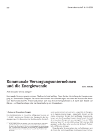 Dokument Kommunale Versorgungsunternehmen und die Energiewende
