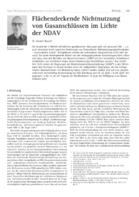 Dokument Fl&auml;chendeckende Nichtnutzung von Gasanschl&uuml;ssen im Lichte der NDAV