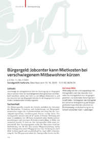 Dokument B&uuml;rgergeld: Jobcenter kann Mietkosten bei verschwiegenem Mitbewohner k&uuml;rzen
