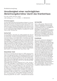 Dokument Unzul&auml;ssigkeit einer nachtr&auml;glichen Abrechnungskorrektur durch das Krankenhaus
