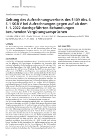 Dokument Geltung des Aufrechnungsverbots des &sect; 109 Abs. 6 S. 1 SGB V bei Aufrechnungen gegen auf ab dem 1.1.2022 durchgef&uuml;hrten Behandlungen beruhenden Verg&uuml;tungsanspr&uuml;chen