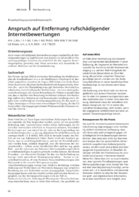 Dokument Anspruch auf Entfernung rufsch&auml;digender Internetbewertungen