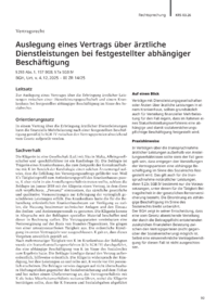Dokument Auslegung eines Vertrags &uuml;ber &auml;rztliche Dienstleistungen bei festgestellter abh&auml;ngiger Besch&auml;ftigung