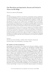 Dokument Vom Warenhaus zum Supermarkt. Konsum und Verkauf in Texten von Ilse Kibgis