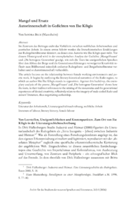 Dokument Mangel und Ersatz 
Autorinnenschaft in Gedichten von Ilse Kibgis