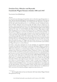 Dokument Zwischen Paris, M&uuml;nchen und Bayreuth: franz&ouml;sische Wagner-Romane zwischen 1881 und 1903