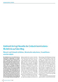 Dokument Kabinett bringt Novelle der Industrieemissions-Richtlinie auf den Weg