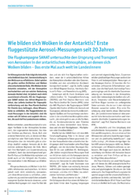 Dokument Wie bilden sich Wolken in der Antarktis? Erste fluggest&uuml;tzte Aerosol-Messungen seit 20 Jahren