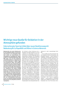 Dokument Wichtige neue Quelle f&uuml;r Oxidation in der Atmosph&auml;re gefunden