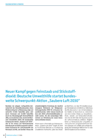Dokument Neuer Kampf gegen Feinstaub und Stickstoffdioxid: Deutsche Umwelthilfe startet bundesweite Schwerpunkt-Aktion &bdquo;Saubere Luft 2030&ldquo;