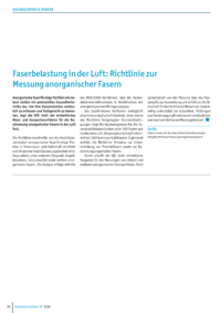 Dokument Faserbelastung in der Luft: Richtlinie zur Messung anorganischer Fasern