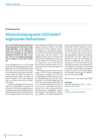 Dokument Klimaschutzprogramm 2023 bedarf erg&auml;nzender Ma&szlig;nahmen