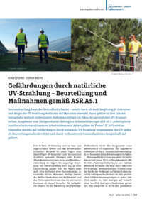 Dokument Gef&auml;hrdungen durch nat&uuml;rliche UV-Strahlung &ndash; Beurteilung und Ma&szlig;nahmen gem&auml;&szlig; ASR A5.1