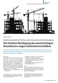Dokument Die fristlose K&uuml;ndigung des uneinsichtigen Kranfahrers wegen Sicherheitsverst&ouml;&szlig;en