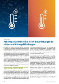 Dokument Arbeitspl&auml;tze im Freien: ASTA-Empfehlungen zu Hitze- und K&auml;ltegef&auml;hrdungen