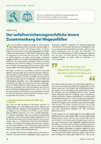 Dokument Der unfallversicherungsrechtliche innere Zusammenhang bei Wegeunf&auml;llen
