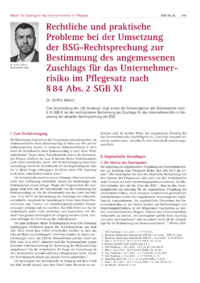 Dokument Rechtliche und praktische Probleme bei der Umsetzung der BSG-Rechtsprechung zur Bestimmung des angemessenen Zuschlags f&uuml;r das Unternehmerrisiko im Pflegesatz nach &sect; 84 Abs. 2 SGB XI