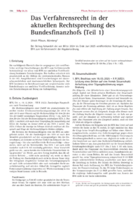 Dokument Das Verfahrensrecht in der aktuellen Rechtsprechung des Bundesfinanzhofs (Teil 1)
