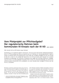Dokument Vom Pilotprojekt zur Pflichtaufgabe? Der regulatorische Rahmen beim kommunalen KI-Einsatz nach der KI-VO