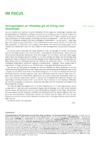 Dokument Vertragsangebot per WhatsApp gilt als Antrag unter Abwesenden