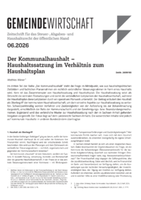 Dokument Der Kommunalhaushalt &ndash; Haushaltssatzung im Verh&auml;ltnis zum Haushaltsplan