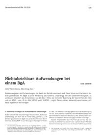 Dokument Nichtabziehbare Aufwendungen bei einem BgA