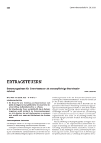 Dokument Erstattungszinsen f&uuml;r Gewerbesteuer als steuerpflichtige Betriebseinnahmen