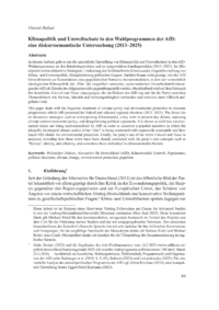Dokument Klimapolitik und Umweltschutz in den Wahlprogrammen der AfD: eine diskurssemantische Untersuchung (2013&ndash;2025)