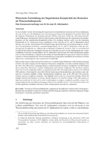 Dokument Historische Entwicklung der linguistischen Komplexit&auml;t des Deutschen als Wissenschaftssprache