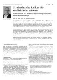 Dokument Strafrechtliche Risiken f&uuml;r medizinische Akteure