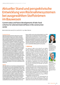 Dokument Aktueller Stand und perspektivische Entwicklung von R&uuml;cknahmesystemen bei ausgew&auml;hlten Stoffstr&ouml;men im Bauwesen