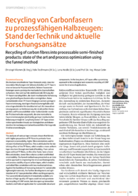 Dokument Recycling von Carbonfasern zu prozessf&auml;higen Halbzeugen: Stand der Technik und aktuelle Forschungsans&auml;tze