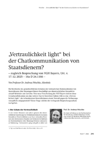 Dokument &bdquo;Vertraulichkeit light&ldquo; bei der Chatkommunikation von Staatsdienern?