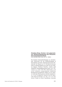 Dokument Zhoufeng Wang: Chunks in der gesprochenen Wissenschaftssprache des Deutschen. Eine korpusbasierte Studie