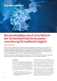 Dokument B&uuml;rokratieabbau durch eine Reform der Schwerbehindertenausweisverordnung (SchwbAwV) m&ouml;glich
