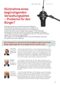 Dokument R&uuml;cknahme eines beg&uuml;nstigenden Verwaltungsaktes &ndash; Probleme f&uuml;r den B&uuml;rger?