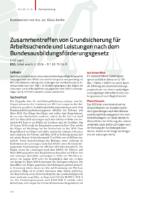 Dokument Zusammentreffen von Grundsicherung f&uuml;r Arbeitsuchende und Leistungen nach dem Bundesausbildungsf&ouml;rderungsgesetz