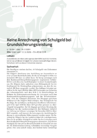 Dokument Keine Anrechnung von Schulgeld bei Grundsicherungsleistung