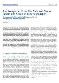Dokument Psychologie der Krise: Zur Rolle von Stress, Scham und Schuld in Krisendynamiken