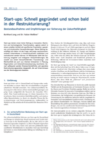 Dokument Start-ups: Schnell gegr&uuml;ndet und schon bald in der Restrukturierung?