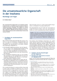 Dokument Die umsatzsteuerliche Organschaft in der Insolvenz