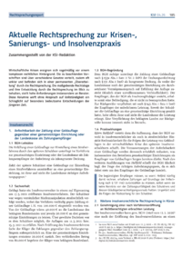 Dokument Aktuelle Rechtsprechung zur Krisen-, Sanierungs- und Insolvenzpraxis