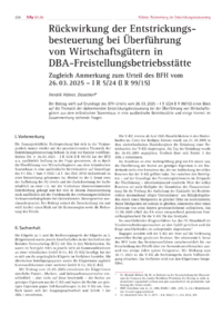 Dokument R&uuml;ckwirkung der Entstrickungsbesteuerung bei &Uuml;berf&uuml;hrung von Wirtschaftsg&uuml;tern in DBA-Freistellungsbetriebsst&auml;tte